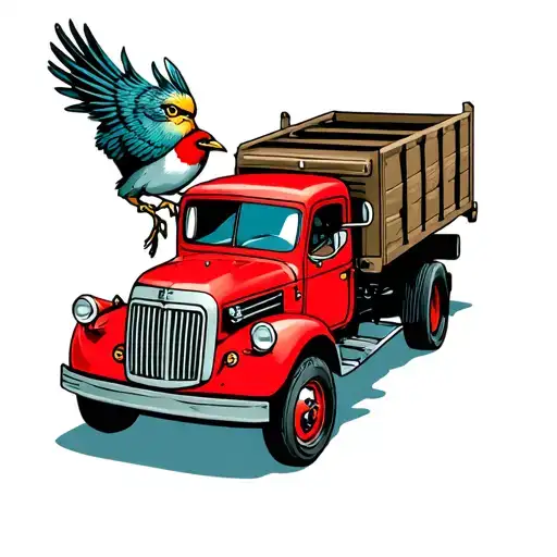A Truck Drived By A Bird