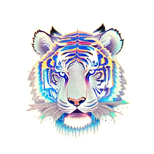 Blue Korean Folk Tiger Face