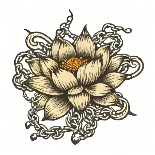 Lotus Flower Covered In Chains Wrapped
