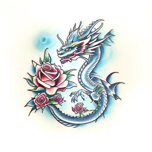 Dragon With Roses Arm Sleeve
