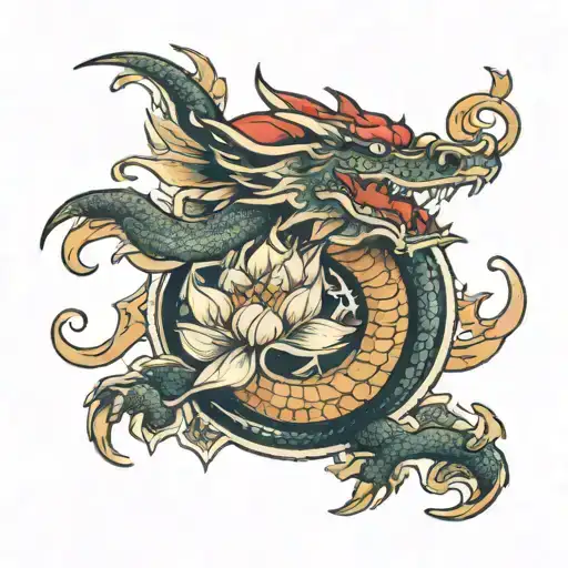 Dragon With Lotus