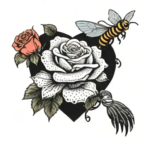 Trex Holding A Rose And A Bee Flying