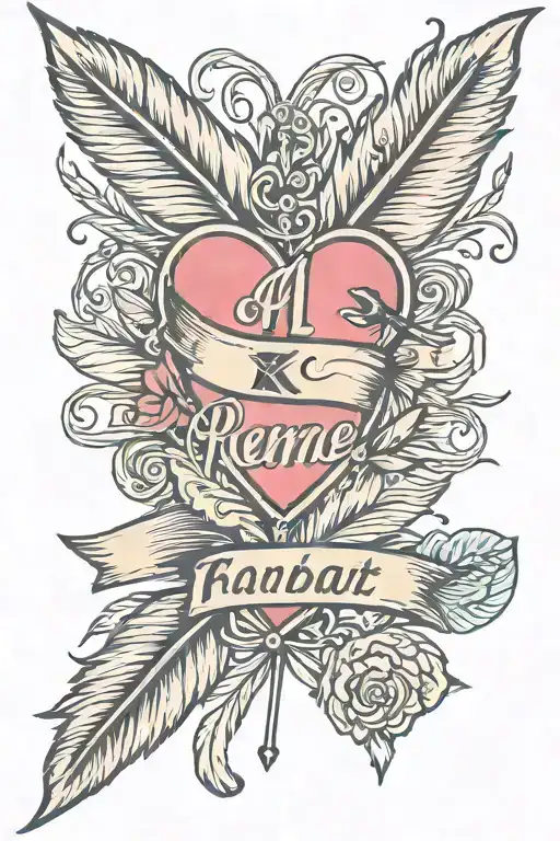 Feather Name Heart With Arrow