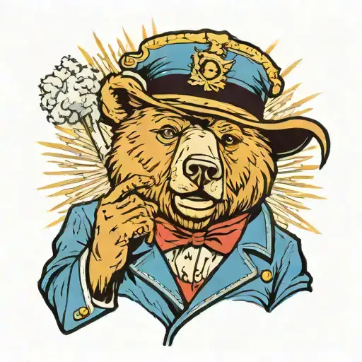 Captain Bear With A Blue Coatsmoking Weed