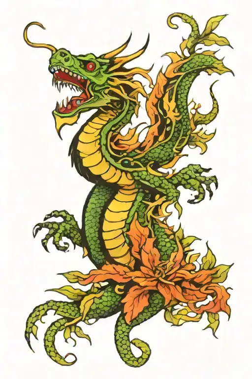 Dragon Surrounded By Plants