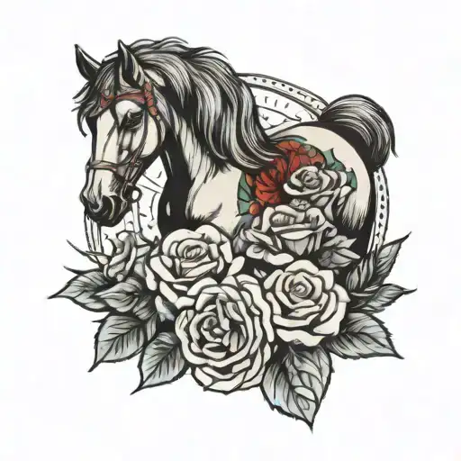 Horse And Lippische Rose