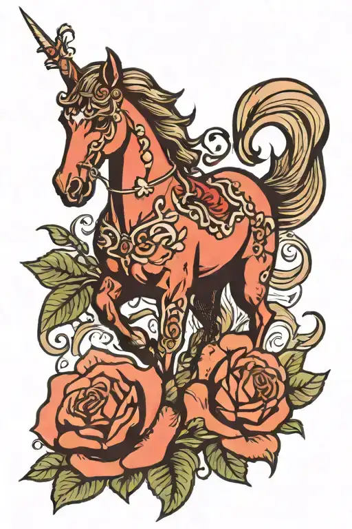 Horse And Lippische Rose