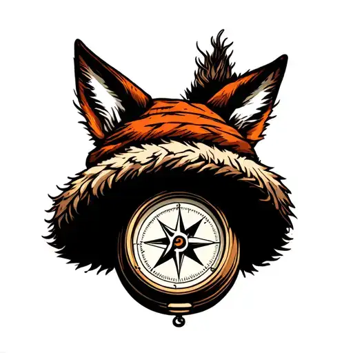 A Compass With Fox Ears Above His Woolly Hat
