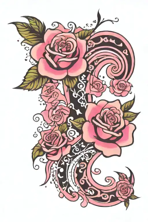 Y2k Stars With Pink And Black And Roses And Swirls