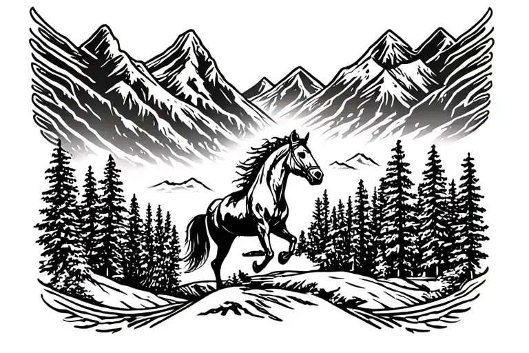 Mountains And Horse And Tougher Than The Rest