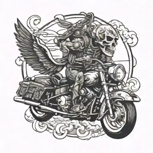 Skull Motorcycle Helicopter God War Scene