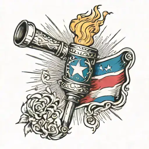 Draw Me A Torch With A Flame And The Handle Of The Torch Is Colored Like The Texas Flag Tattoo