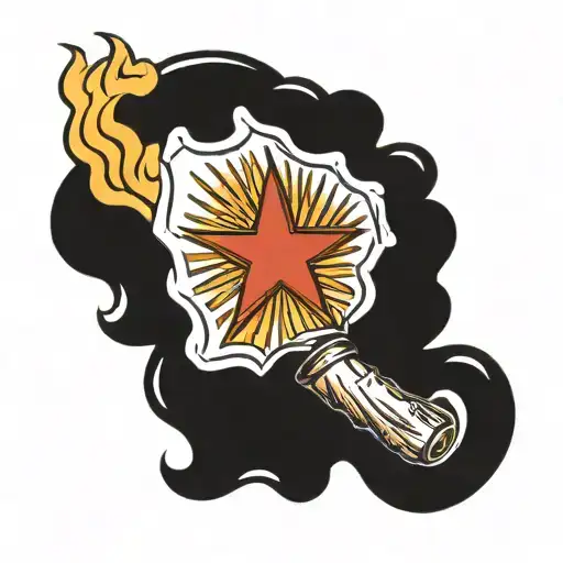 Draw Me An Olympic Torch With A Flame And The Handle Of The Torch Is Colored Like The Texas Flag