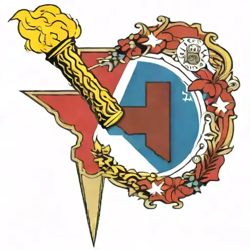 Olympic Torch With The Texas Flag Themed Colors