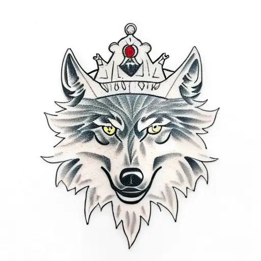 Wolfhead With A Crown Made Of Olive Branches