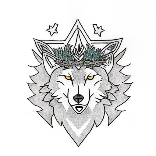 Wolfhead With An Olive Branch Crown