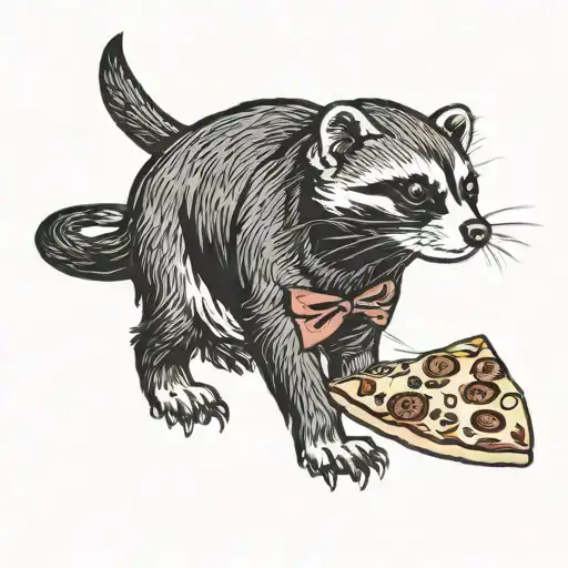 Ferret And Dog And Pizza