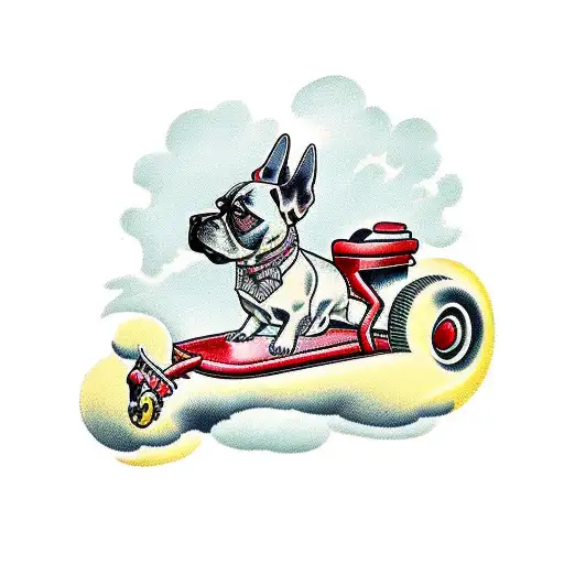 Bordeaux Dog On Riding Mower