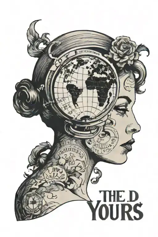 The World Is Yours Text On A Globe Covering Half A Womans Face