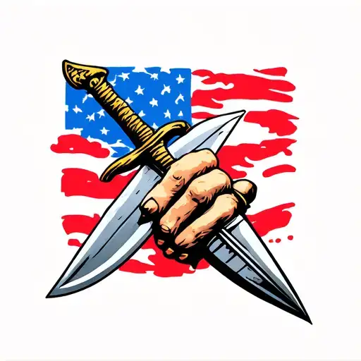 Hand Holding Sharp Side Of A Dagger