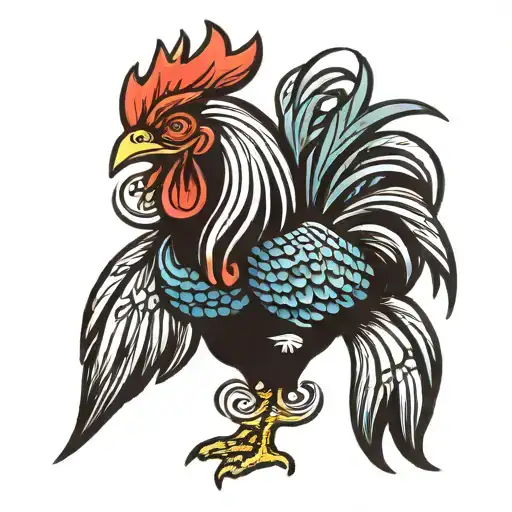Colorful Traditional Rooster Standing Proudly