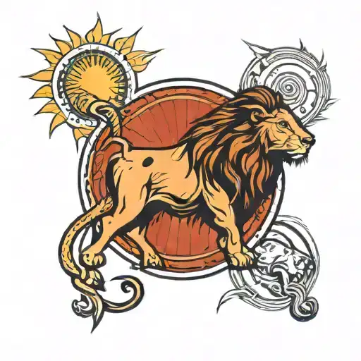Bull With Sun And Lion With Moon