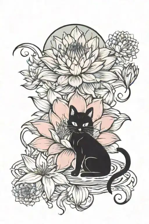 Crescent Moon Black Cat Waterlily