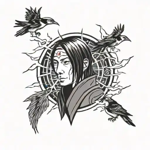 Itachi With Crows And Sharingan