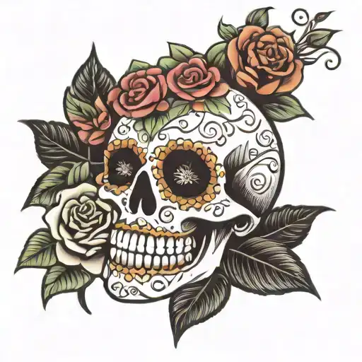Sugar Skull With Roses