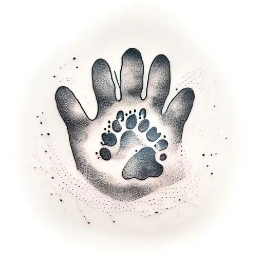 A Minimalist Tattoo Of A Dog Paw Print Inside A Steering Wheel