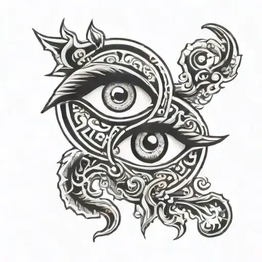 Ying And Yang Eye Symbol Integrated