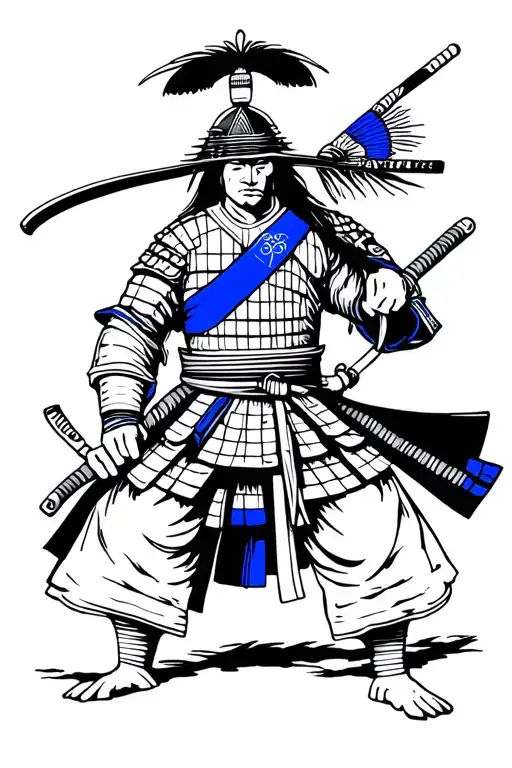 Samurai With Thin Blue Line
