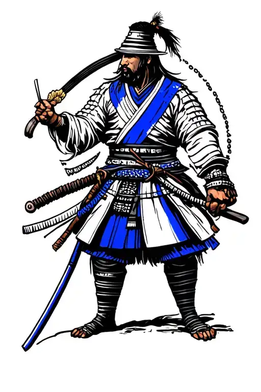 Samurai With Thin Blue Line