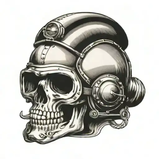 A Skull Wearing Flight Helmet
