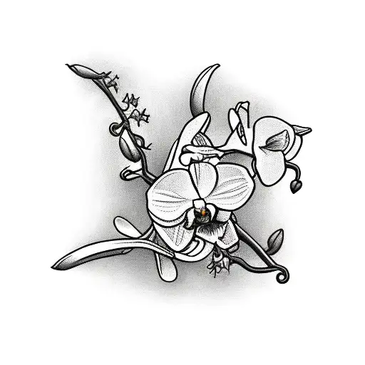 Orchid On Stem With Roman Numerals 77 In Wwe Font