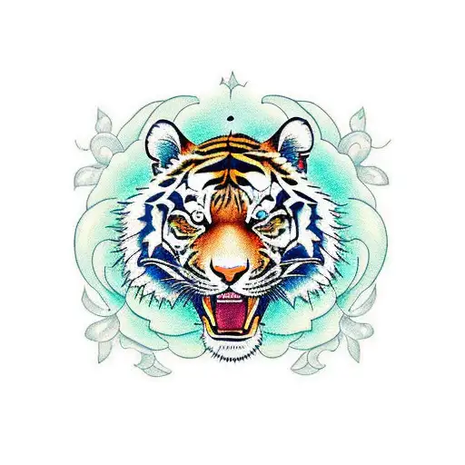 Tiger With Jasmine Flowers