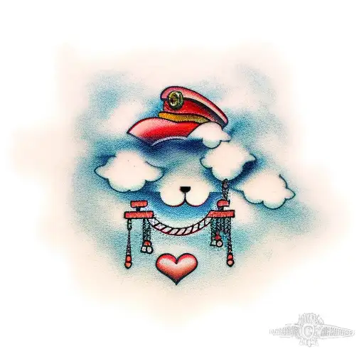 Cloud With Red Paper People Chain