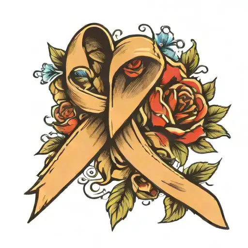 Cancer Ribbon And Flowers Forming