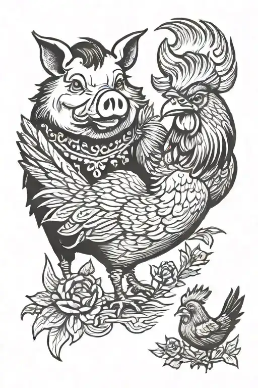 Pig And Rooster Wearing