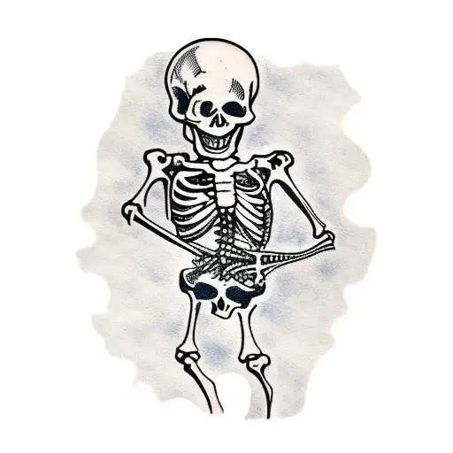 Skeleton Holding Skull