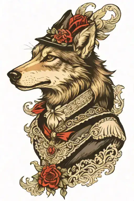 Wolf In Victorian Dress Standing