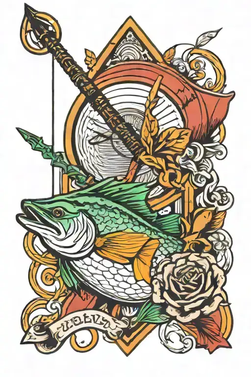 Arrow And Fishing Rod Crossed