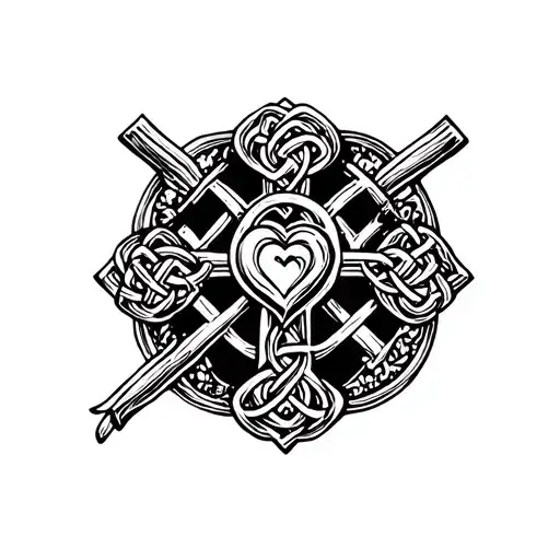 Celtic Cross And Heart Shape Inside