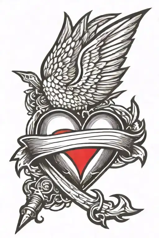 Heart With Wings Pierced With A Dagger