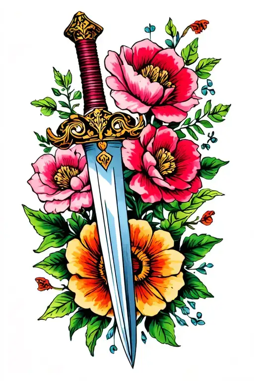 Dagger And Flowers