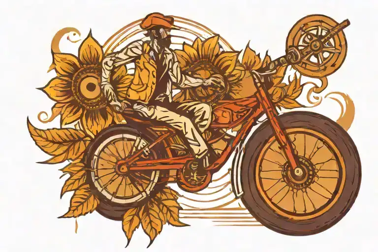 Sad Sun Flower On A Unicycle Smoking A Cigarette And Has Whiskey On Hand