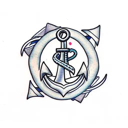 Anchor With Three Ribbon