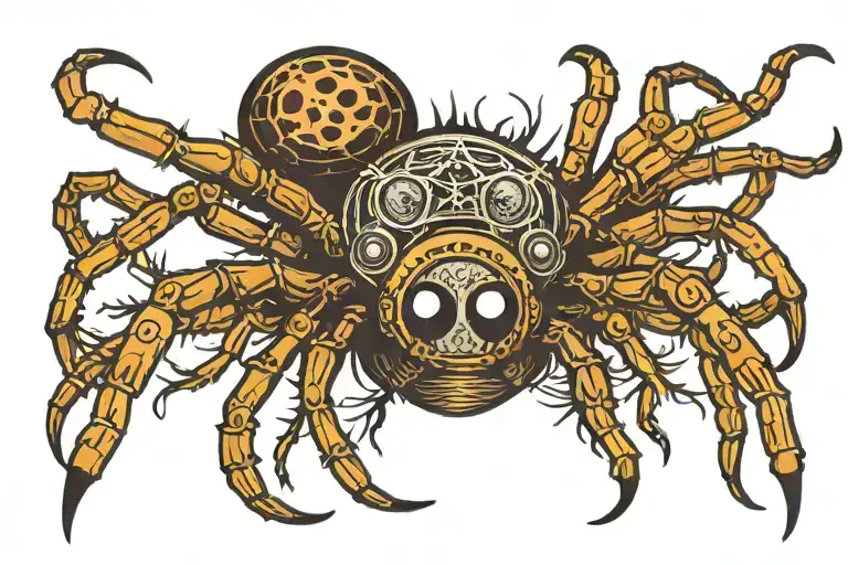 Beholder With 8 Spider Legs And 10 Eye Stalks