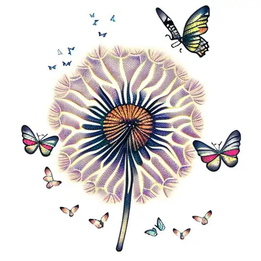 Dandelion With Butterflies