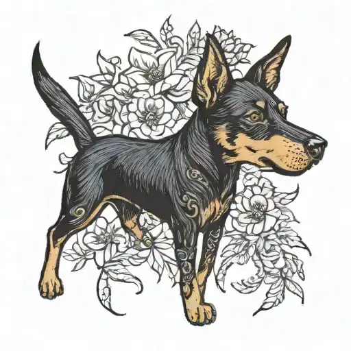 Australian Kelpie Dog With One Ear Down Made Out Of Flower Embroidary
